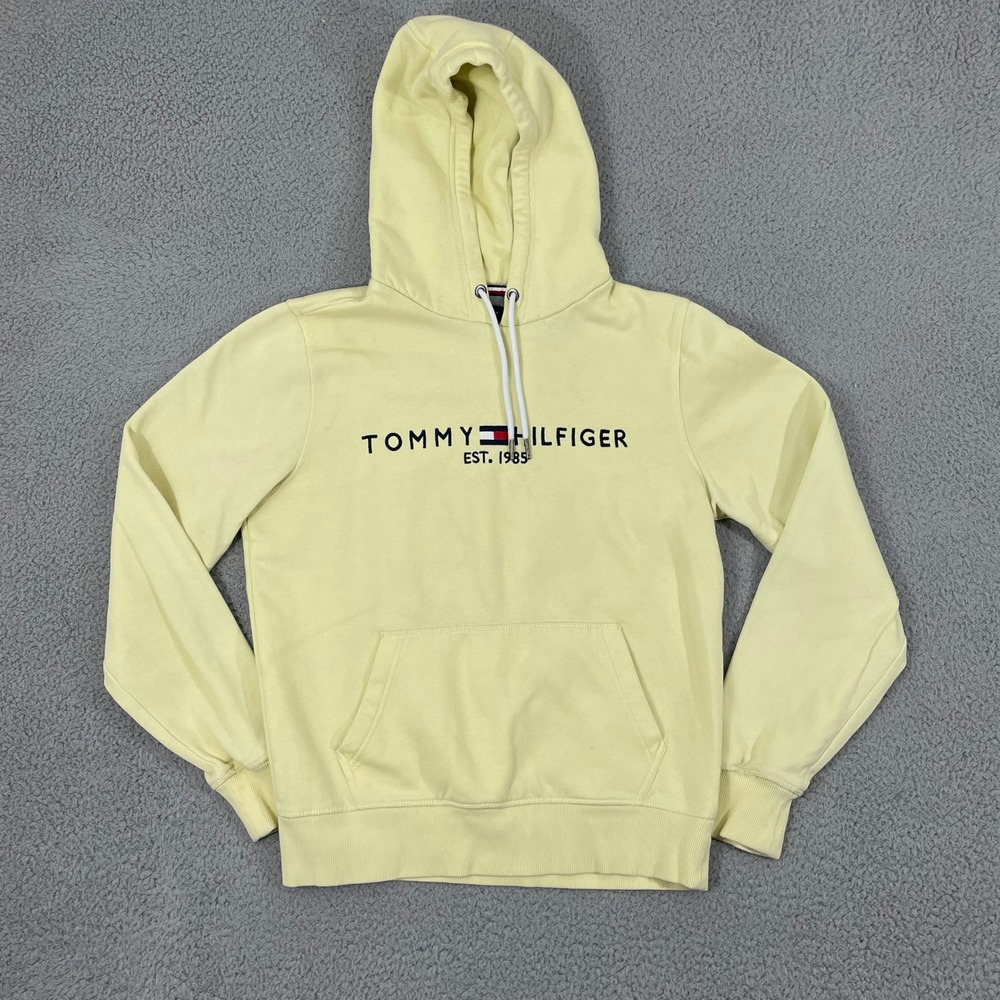 Tommy Hilfiger Embroidered Hoodie Women M Yellow Pullover
